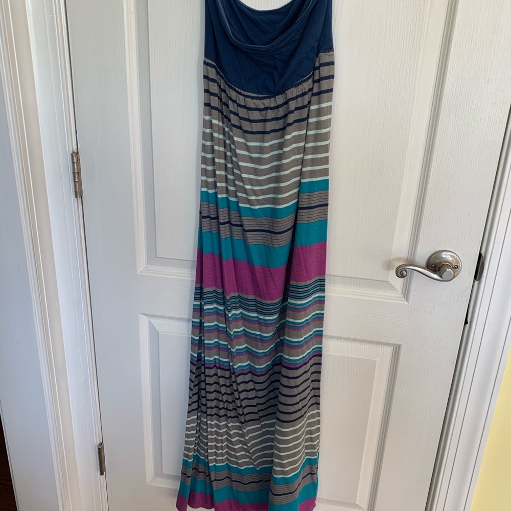 Roxy tube top striped maxi dress